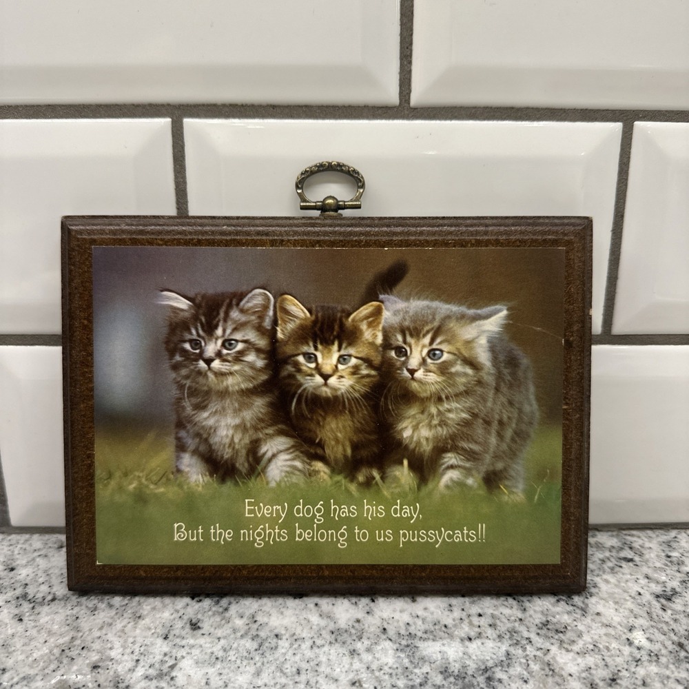 Vintage Hallmark‎ Plaque Cats Kittens Every Dog Has It's Day…Pussycats Wooden
